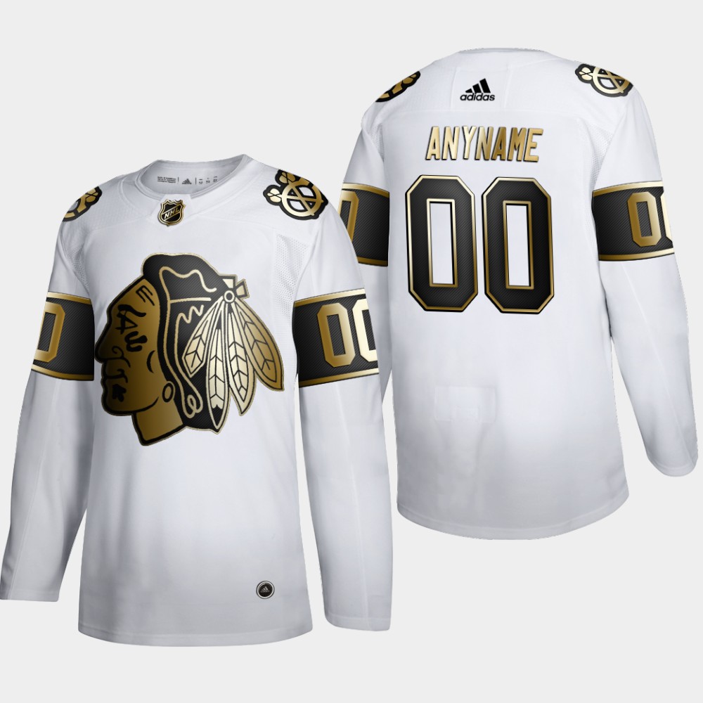 Cheap Chicago Blackhawks Custom Men Adidas White Golden Edition Limited Stitched NHL Jersey